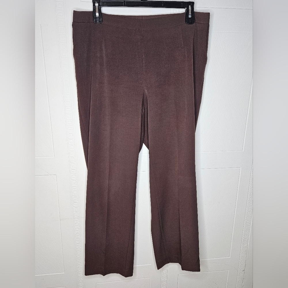 Investments Dark Brown Straight Leg High Rise Flat Front Trouser Size 18/20 EUC